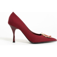 Seniorah Angelica Bordo Saten Kadın Topuklu Ayakkabı