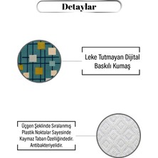 Marka Dekor Çizgi ve Kare Desen Dijital Baskılı Kaymaz Zenit Halı