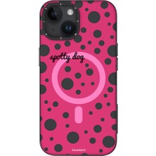 YoungKit iPhone 14 Uyumlu Kılıf Magsafe Şarj Özellikli Polka Dot Desenli Youngkit Spots Serisi Kapak Pembe