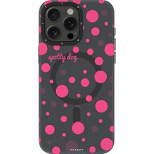 YoungKit iPhone 15 Pro Uyumlu Kılıf Magsafe Şarj Özellikli Polka Dot Desenli Youngkit Spots Serisi Kapak Gri