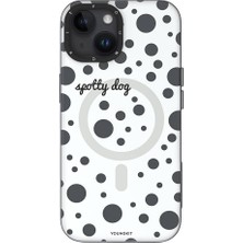 YoungKit iPhone 14 Uyumlu Kılıf Magsafe Şarj Özellikli Polka Dot Desenli Youngkit Spots Serisi Kapak Beyaz