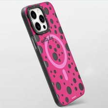 YoungKit iPhone 13 Pro Max Uyumlu Kılıf Magsafe Özellikli Polka Dot Desenli Youngkit Spots Serisi Kapak Pembe