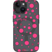 YoungKit iPhone 14 Uyumlu Kılıf Magsafe Şarj Özellikli Polka Dot Desenli Youngkit Spots Serisi Kapak Gri