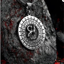 Takıfest Ay Yıldız Bozkurt Işlemeli Gümüş Kolye