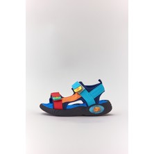 Dudino Kids Footwear Mavi Coconut Cırt Cırtlı Renkli Çocuk Sandalet