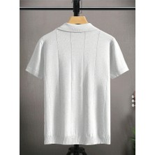 Çizgili Kısa Kollu Triko T-Shirt