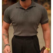 Tarz Cool Erkek Fitilli Polo Yaka Triko T-Shirt