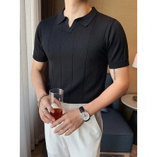 Tarz Cool Çizgili Kısa Kollu Triko T-Shirt