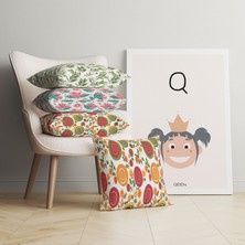 Pegziz Q Harfi Alfabe Minimalist Kanvas Tablo - Bebek Odası Dekorasyon - Çocuk Odası Tablo