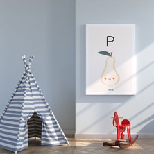 Pegziz P Harfi Alfabe Minimalist Kanvas Tablo - Bebek Odası Dekorasyon - Çocuk Odası Tablo