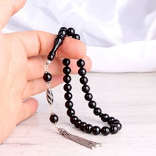 Tesbih Sepetim 925 Ayar Gümüş Mineli Püsküllü Ateş Kehribar Tesbih