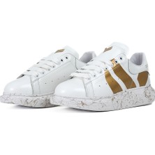 George Phoenix Old London Beyaz Gold Desen Detaylı Taban  Sneakers Spor Ayakkabı