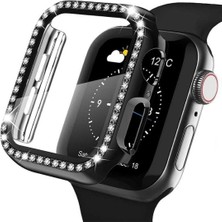 Alstrap Apple Watch 45 mm Uyumlu Zarif Elmas Taşlı Kasa ve Ekran Koruyucu