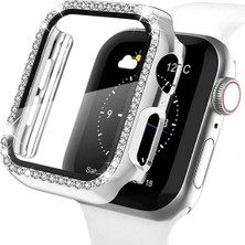 Alstrap Apple Watch 44MM Uyumlu Zarif Elmas Taşlı Kasa ve Ekran Koruyucu