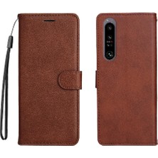 Mays Boutique Sony Xperia 1 Iv Için Flip Case Yüksek Kalite Deri Klasik Düz Renk (Yurt Dışından)