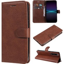 Mays Boutique Sony Xperia 1 Iv Için Flip Case Yüksek Kalite Deri Klasik Düz Renk (Yurt Dışından)