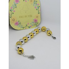 Eke Butik Çelik Sıralı Top Bileklik Silver Gold
