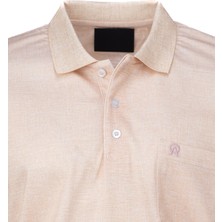Oppland Erkek Pamuklu Merserize Kumaş T-Shirt Polo Yaka Kısa Kollu Kendinden Desenli Tam Kalıp