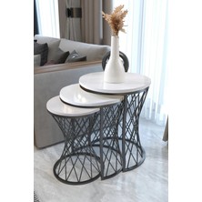 3 Lü Hasır Telli Beyaz Suntalam Metal Ayak Zigon Sehpa Sehpa-Takimi-Zigon-Sehba