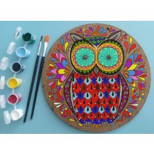 Dudu Gift 2’li Mandala Boyama Seti- 2 Desenli Plaka-6 Renk Akrilik Boya-2 Adet Fırça