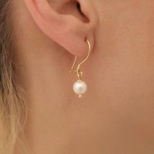 Nox Jewelry 925 Ayar Gümüş Cream Tatlısu Incisi Küpe-8mm