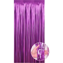 Parti Adresi Metalize Parti Perdesi Kapı ve Fon Perdesi Mor 90X240