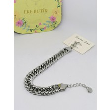 Eke Butik Çelik Kalın Gurmet Erkek Bileklik Silver