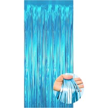 Parti Adresi Metalize Parti Perdesi Kapı ve Fon Perdesi Turkuaz 90X240