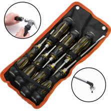 Titi 6198 Darbeli Düz/yıldız Tornavida Takımı Bez Çantalı 7 Parça