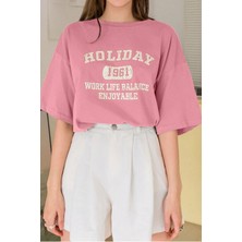 Over Head Kadın Lacivert Holiday 1961 Baskılı Oversıze T-Shirt