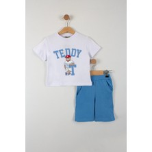 Trendimizbir Erkek Çocuk Teddy Yazılı Şortlu Takım