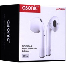 Asonic AS-TWS130 Beyaz Mobil Telefon Uyumlu Bluetooth Tws Mikrofonlu Kulaklık