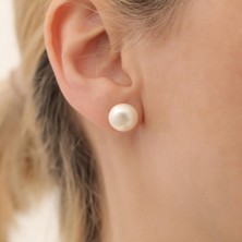 Nox Jewelry 925 Ayar Gümüş Cream Tatlısu Incisi Çivi KÜPE-11MM