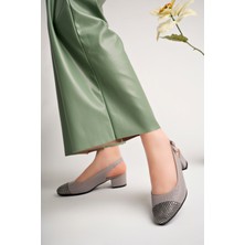 Kadın Taş Yılan Burnu Kapalı Kısa Topuklu Ayakkabı