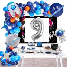Store Yaş Folyolu Astronot Roket Uzay Temalı Doğum Günü Parti Süsü BMCNM933