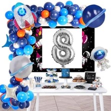 Store Yaş Folyolu Astronot Roket Uzay Temalı Doğum Günü Parti Süsü BMCNM928