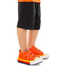 Kiko Kids Linen Cırtlı Erkek Bebek Keten Ayakkabı Turuncu