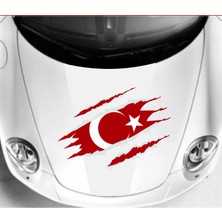 Sticker Usta Yırtıklı Türk Bayrağı Araba Oto Motosiklet Karavan Sticker 00034