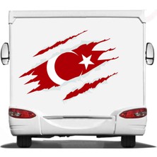 Sticker Usta Yırtıklı Türk Bayrağı Araba Oto Motosiklet Karavan Sticker 00034