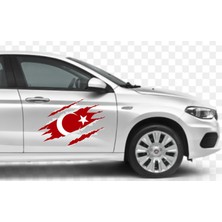 Sticker Usta Yırtıklı Türk Bayrağı Araba Oto Motosiklet Karavan Sticker 00034