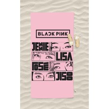 Erays Home Black Pink Desenli Dijital Baskılı Plaj Banyo Havlusu