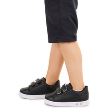 Kiko Kids Royzo Cırtlı Işıklı Erkek Bebek Spor Ayakkabı Siyah