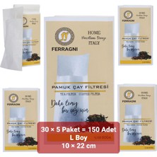 FERRAGNI Home Porcellana Firenze Çay Demleme Poşeti (Çay Filtresi) 10*22 Cm( L Boy)  30 Lu  5 Paket (150 Adet)