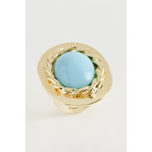 Feryal Oval Turkuaz Taşlı Yüzük