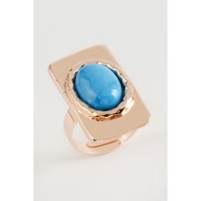 Feryal Dikdörtgen Turkuaz Taşlı Yüzük