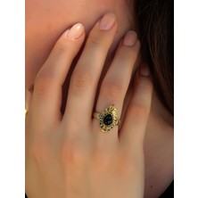 Esha Store Doğal Taş Oniks Doğal Taşlı Antik Ayarlanabilir Kadın Yüzük EUY33O