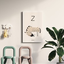 Pegziz Z Harfi Alfabe Minimalist Kanvas Tablo - Bebek Odası Dekorasyon - Çocuk Odası Tablo