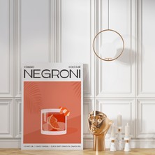 Pegziz Negroni Kokteyl Minimalist Kanvas Tablo - Cafe Dekor - Salon Mutfak Için Duvar Dekoru