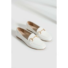 New Optimal Lori Kibar Toka Detaylı Kadın Babet - Beyaz - 36