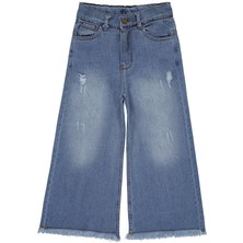 Civil Girls Civil Kız Çocuk Buz Mavi Pantolon 10-13 Yaş Geniş Paça Günlük Stil Düz Desenli